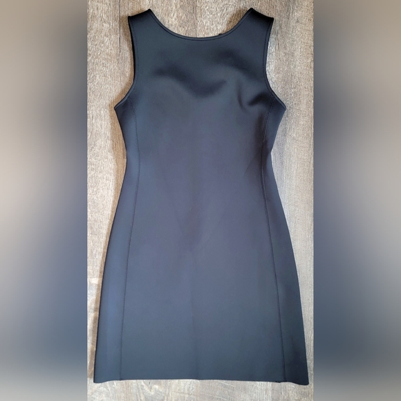 Theory Mivrill Mod Knit Sleeveless Mini Dress Womens M Black Structured Stretchy - Picture 6 of 10